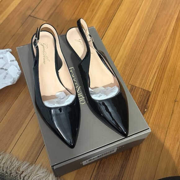 Slingback Black Vinyl Patent Leather Heels - Brand New - 7US - Picture 2 of 3